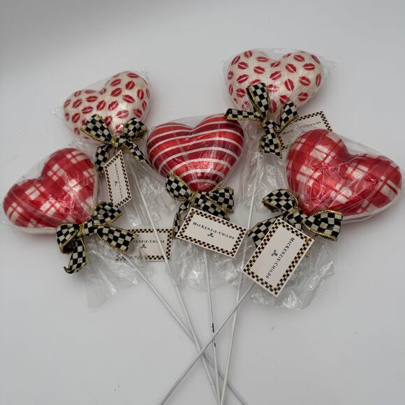 MacKenzie Childs Heart Lollipop Pick Plaid NWT - Picture 4 of 5